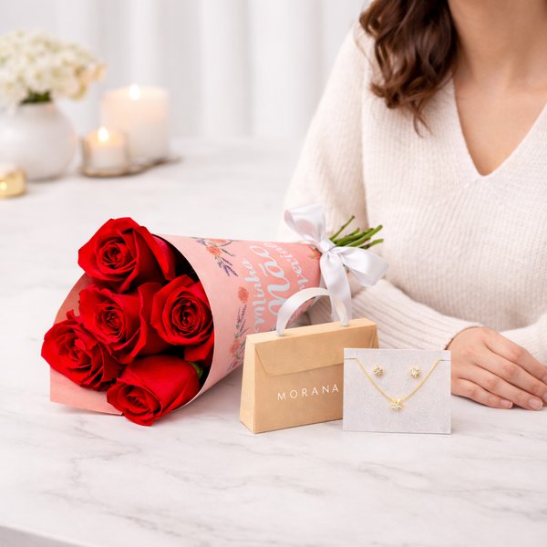 Buquê de Rosas e Conjunto Morana - Especial de Maes