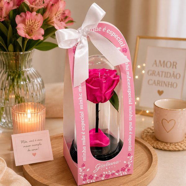 A Bela Rosa Encantada Pink - Mãe Laço de Amor