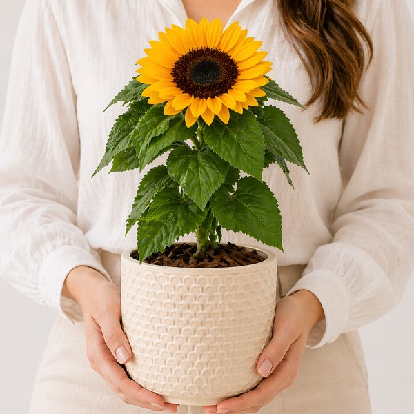 Girassol Plantado no Vaso Elegancia