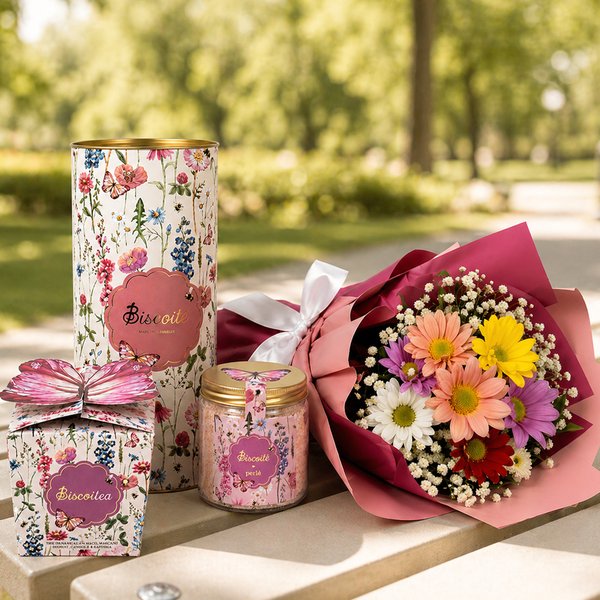Amável Buquê de Flores do Campo Mini e Biscoitê