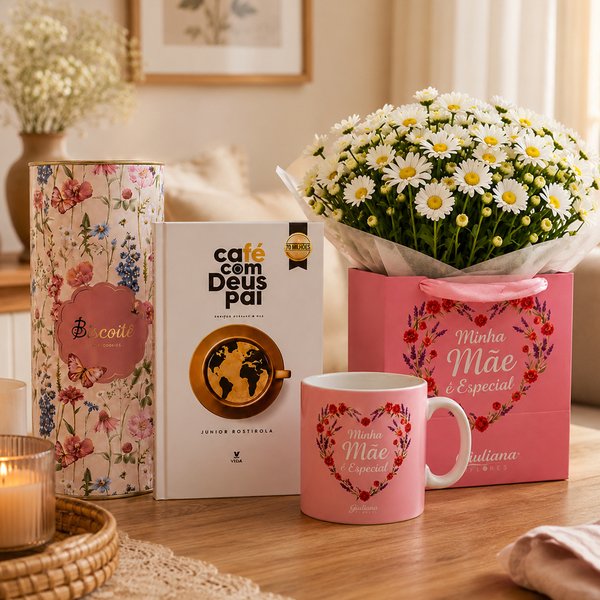 Kit Minha Mãe é Especial com Biscoitê e Livro Café com Deus Pai