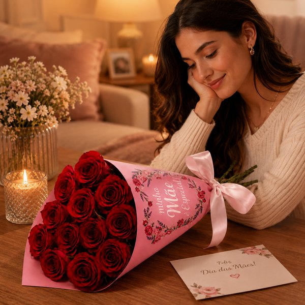 Buquê de 12 Rosas Vermelhas - Especial de Maes