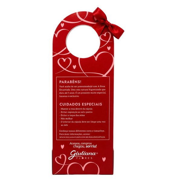 Mini Box com Coração de Rosa Encantada Vermelha - My Love