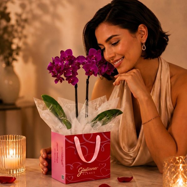 Mini Orquídea Rara Lilás na Bag Love