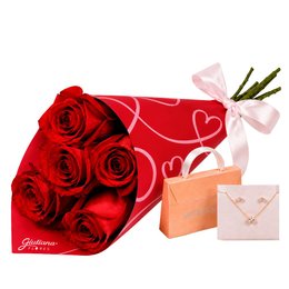 Imagem de Buquê de Rosas e Conjunto Morana Love