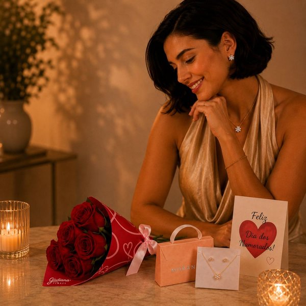 Buquê de Rosas e Conjunto Morana Love