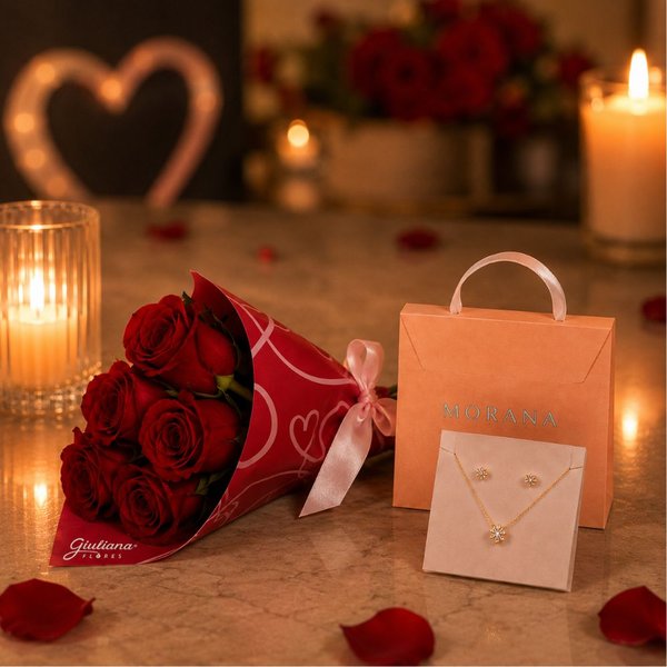 Buquê de Rosas e Conjunto Morana Love