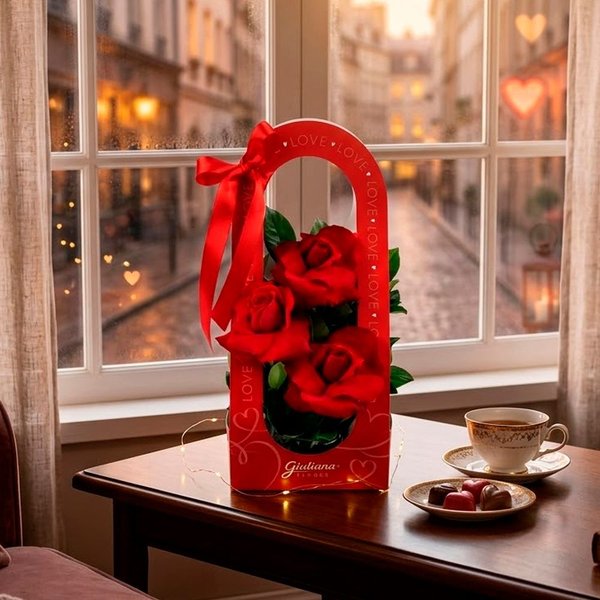3 Lindas Rosas Vermelhas na Bag Love