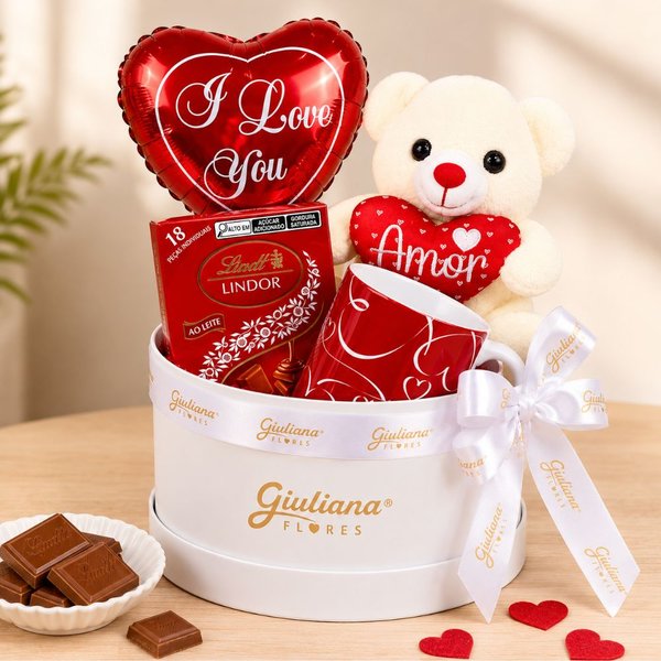 Box Charme com Caneca Love e Lindt e Balão