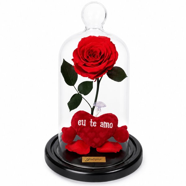 A Rosa Encantada Vermelha e Mini Pelúcia Coração
