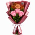 Buquê Trio de Rosas Cor de Rosa e Chocolate Giuliana Flores