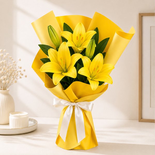 Buquê Trio de Lírios Amarelo