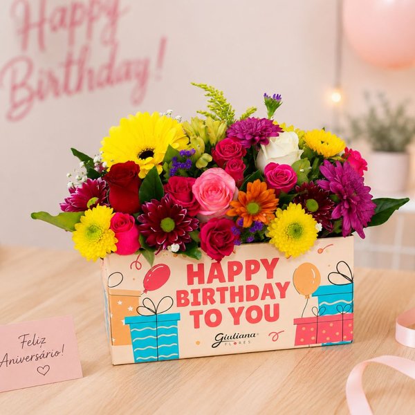 Arranjo de Mix de Flores Happy Birthday to You