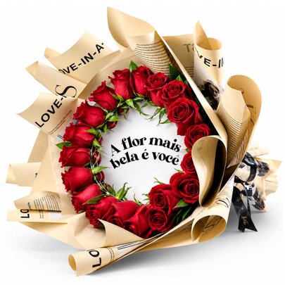 Buquê Espelhado com Rosas Vermelhas