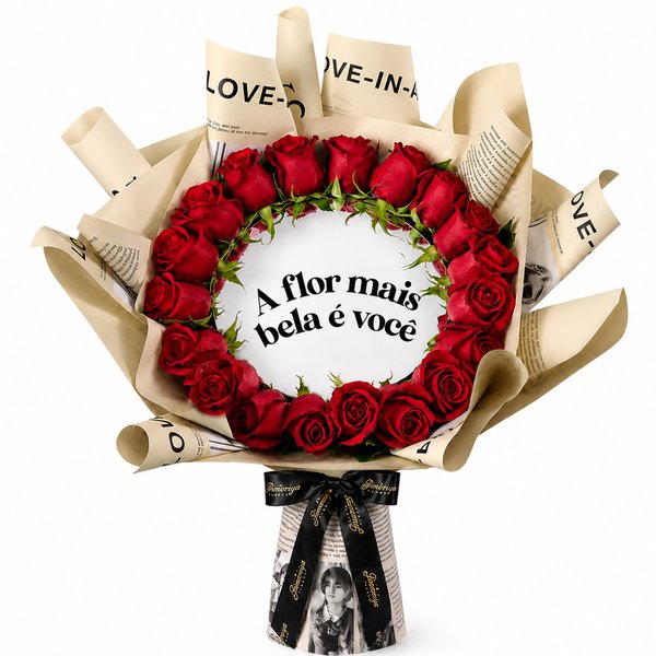 Buquê Espelhado com Rosas Vermelhas
