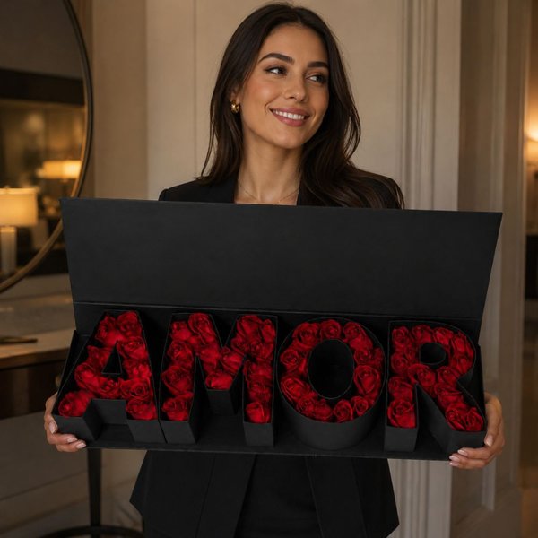 Caixa Amor Luxo com Rosas Vermelhas