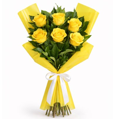 Buquê Serenidade com 6 Rosas Amarelas