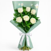Buquê Serenidade com 6 Rosas Brancas