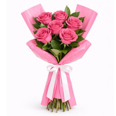 Buquê Serenidade com 6 Rosas Pink