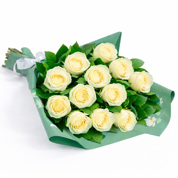 Buquê Serenidade com 12 Rosas Brancas