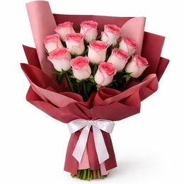 Imagem de Buquê Serenidade com 12 Rosas Cor de Rosa