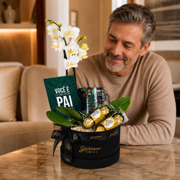 Box Você é o Melhor Pai com Orquídea Branca e Ferrero Rocher