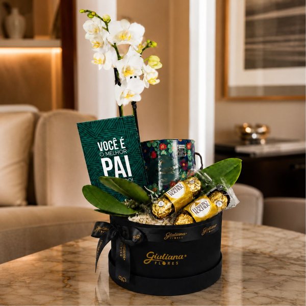 Box Você é o Melhor Pai com Orquídea Branca e Ferrero Rocher