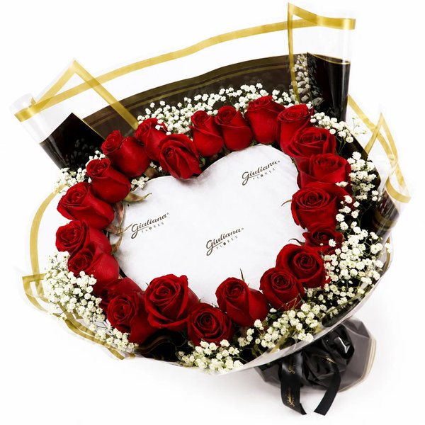 Buquê de 24  Rosas Vermelhas Chamas