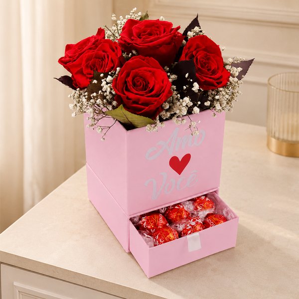 Box Amo Você e Rosas Colombianas