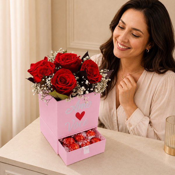 Box Amo Você e Rosas Colombianas