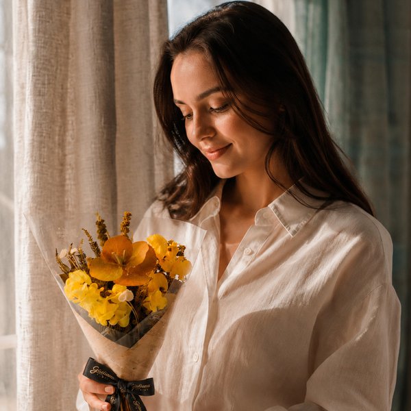 Buquê Criatividade de Flores Secas Amarelo