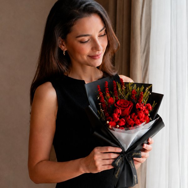Buquê Raridade de Flores Secas Vermelho