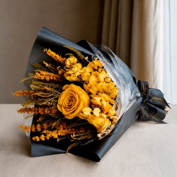 Buquê Raridade de Flores Secas Amarelo