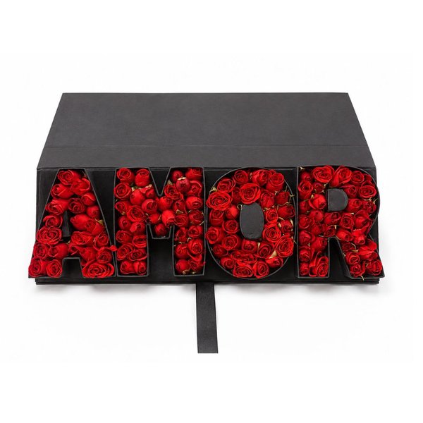 Caixa Surpresa Amor com Rosas Spray Vermelhas