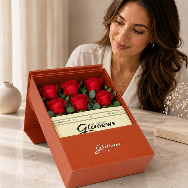 Rosas Vermelhas na Caixa Surpresa Red - Versão Pocket