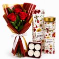 Buquê Trio de Rosas Vermelho e Coleção Encontro Floral