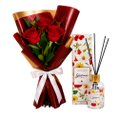 Buquê Trio de Rosas Vermelho e Difusor de Aroma 150ml - Encontro Floral