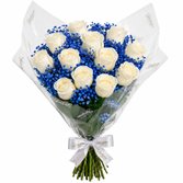 Buquê Safira com 12 Rosas Brancas