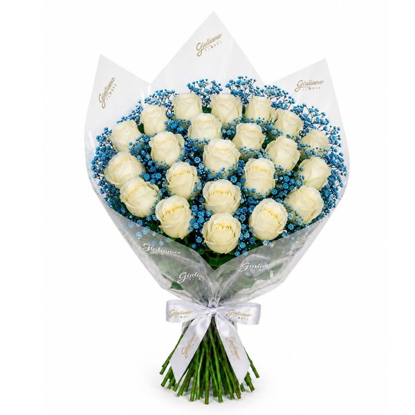 Buquê Safira com 24 Rosas Brancas