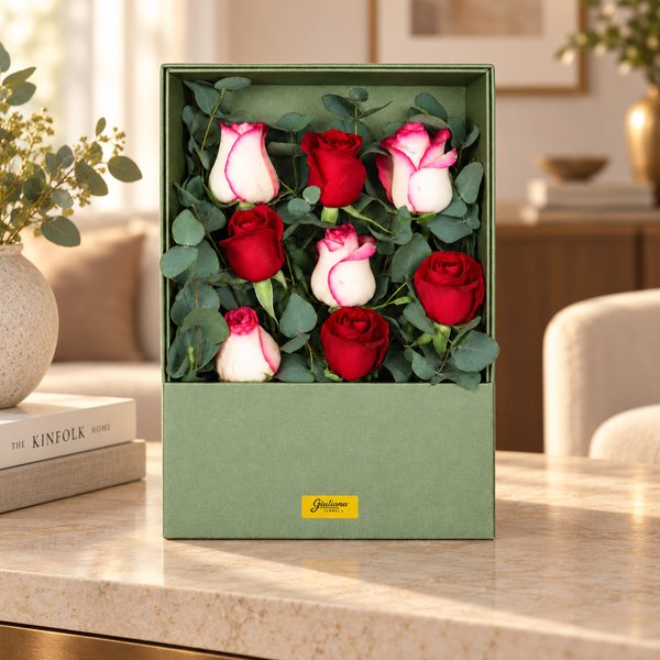Rosas na Caixa Surpresa Verde - Versão Pocket