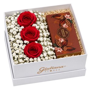Imagem de Caixa Presente Branca de Rosas e Bombom Giuliana Flores 3 und