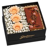 Caixa Presente Preta de Rosas e Bombom Giuliana Flores 3 und