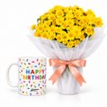Margaridinhas Amarelas e Caneca Happy Birthday - Giuliana Flores