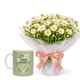 Imagem de Margaridinhas Brancas e Caneca Quem Agradece Floresce - Giuliana Flores