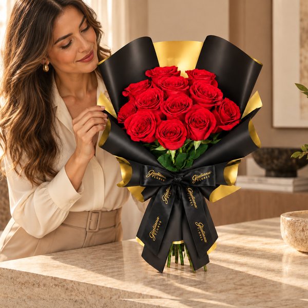 Buquê de Rosas Colombianas Vermelhas Fascinação