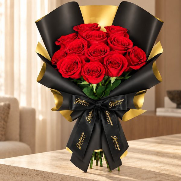 Buquê de Rosas Colombianas Vermelhas Fascinação