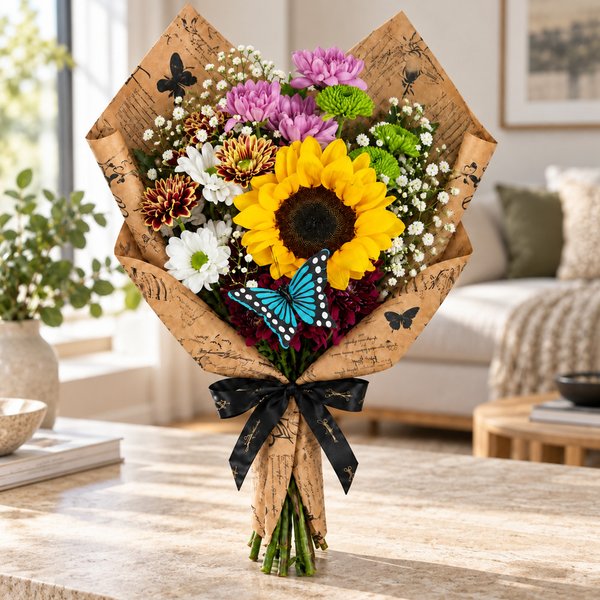 Mix de Flores com Girassol - Jardim das Borboletas