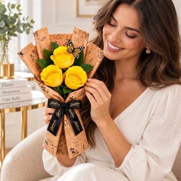 Trio de Rosas Amarelo - Jardim das Borboletas