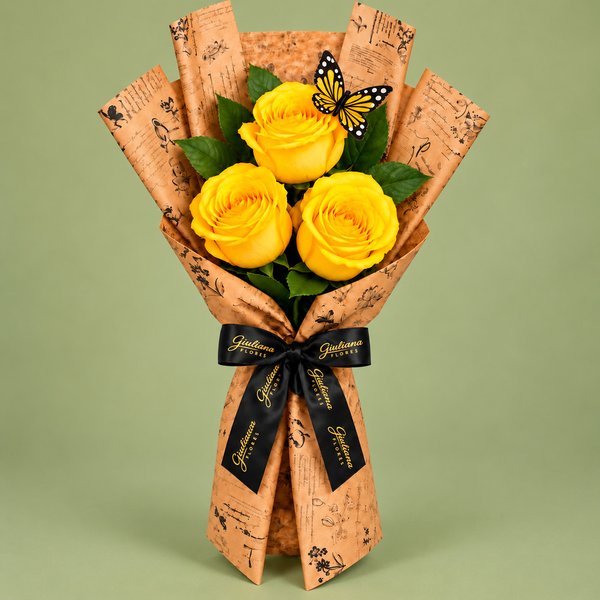Trio de Rosas Amarelo - Jardim das Borboletas
