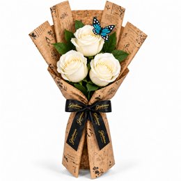 Imagem de Trio de Rosas Branco - Jardim das Borboletas